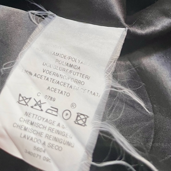 VINTAGE CHARCOAL LUXURY WOOL MOHAIR BLEND  PEA COAT MIDI SHORT MADE IN FRANCE L - Picture 10 of 10